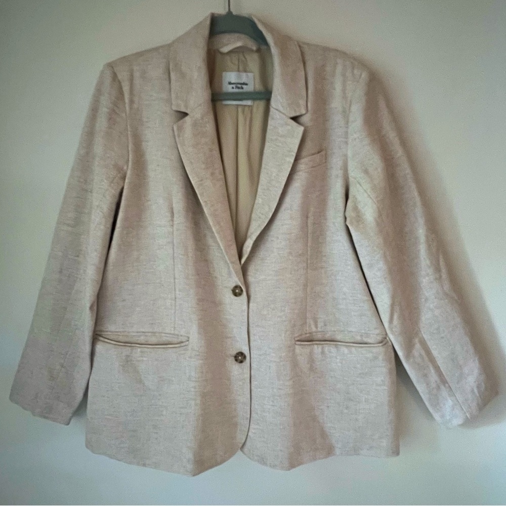 Abercrombie & Fitch Linen Blend Size L Beige Women's Blazer